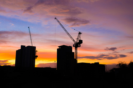 Building Silhouette with Beautiful Twilight Sky backgruondの写真素材