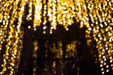 beautiful Yellow and orange bokeh From the ornamental light on black backgroundの写真素材