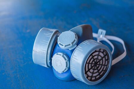 blue chemical mask close upの写真素材