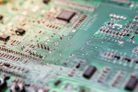 Close up Green Electronic circuit board