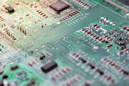 Close up Green Electronic circuit board