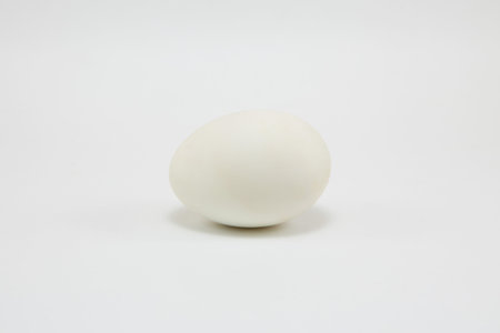 Fresh white eggs on white background