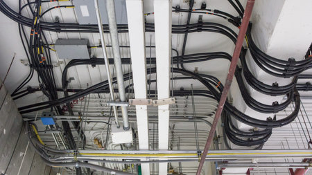 Pipes of air conditioning and ceiling electric system
