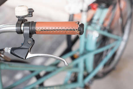 Selective focus of Old bicycle handleの写真素材