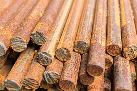 Close up of rusty Rebar for construction texture backgroundの写真素材