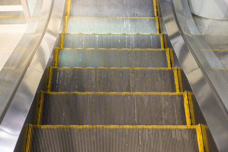 Escalator in the sky train station background