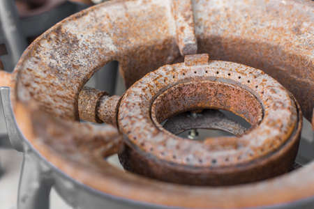 Close up of Old and rusty gas burner tip texture backgroundの写真素材