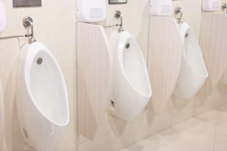 Selective focus of Urinals in the bathroomの写真素材