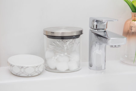 Skin care on the wash basin In the luxury bathroom