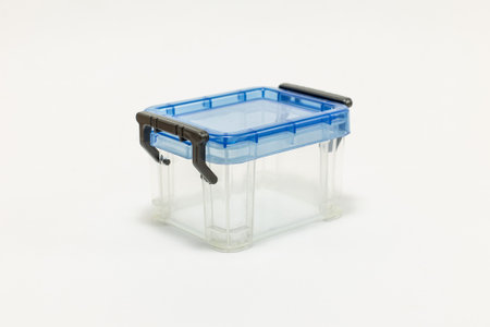 Plastic multi-purpose box on white background