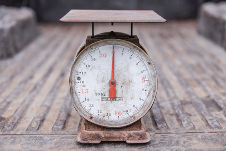 Close up of Old scales and copy spaceの写真素材