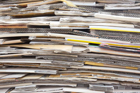 Stacked paper crates for recycling close up texture backgroundの写真素材