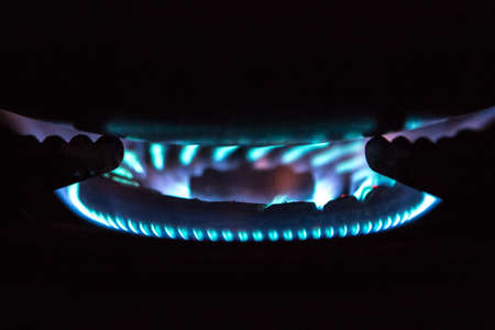 Pattern of Flame from the gas stove on black backgroundの写真素材
