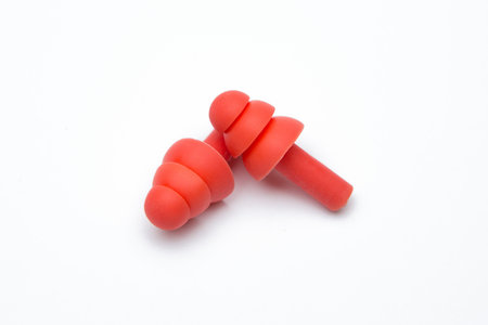Isolated of Red earplug on white background
