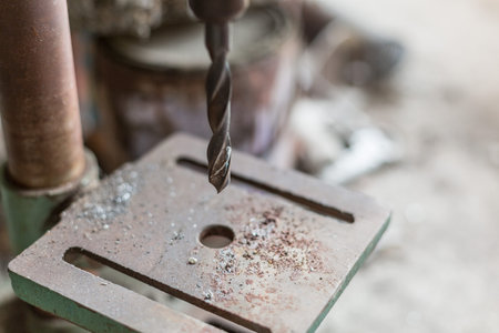 Close up of Drill presses on background blurred