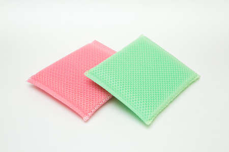 Isolated of Dish washing sponge on white backgroundの写真素材