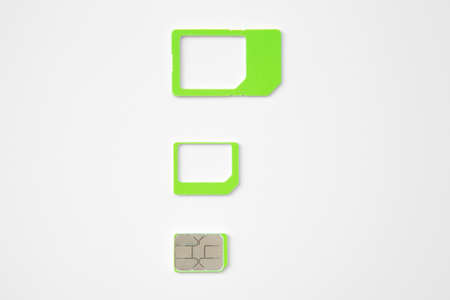 Close up of SIM card on white backgroundの写真素材