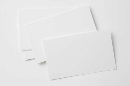 Top view of Business card on a white backgroundの写真素材