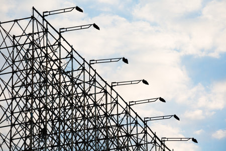 Silhouette of Billboard structure on blue sky background