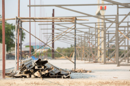 Selective focus of Steel pile in construction site