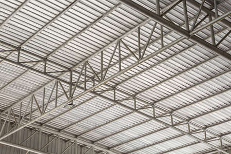 Roof truss structure In the factory texture backgroundの写真素材