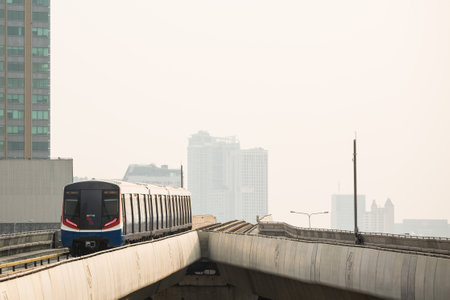 Bangkok Thailand , March 02 , 2021 : The popular BTS mass transit system for people of Bangkok, Thailand and copy spaceのeditorial素材