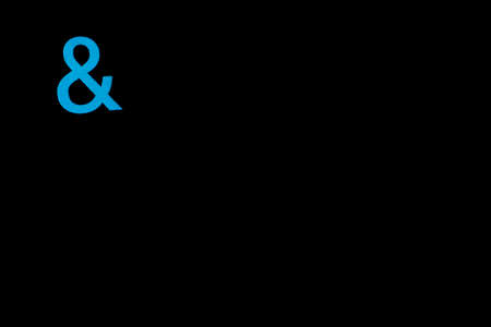 Blue wooden symbol "and" on black background and copy space for social media educational conceptの写真素材