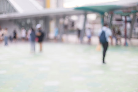 Blurred of many people walking in the city.の写真素材