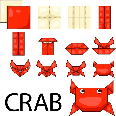 Illustrator of crab origamiのイラスト素材