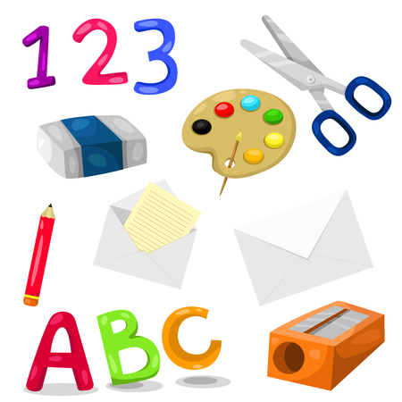 Illustrator of Stationery for school setのイラスト素材