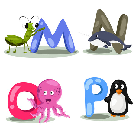 Illustrator alphabet M,N,O,Pのイラスト素材