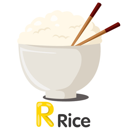 Illustrator of R font with riceのイラスト素材