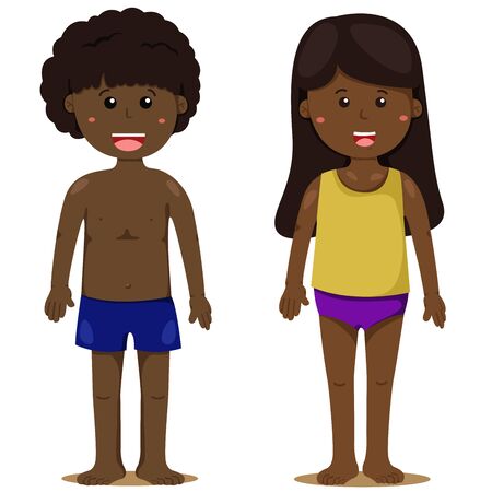 Illustrator of boy and girl twoのイラスト素材
