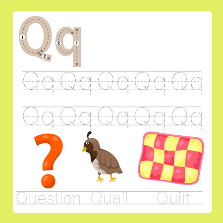 Illustrator of Q exercise A-Z cartoon vocabularyのイラスト素材