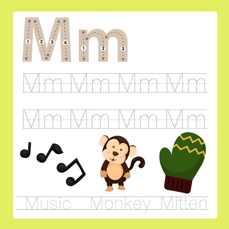 Illustrator of M exercise A-Z cartoon vocabularyのイラスト素材