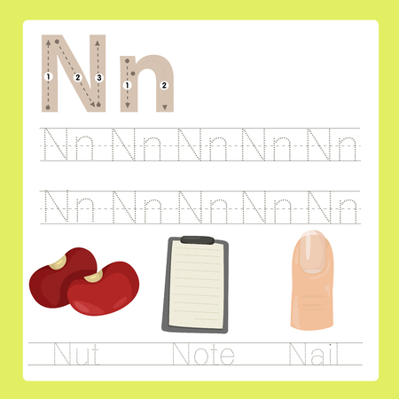 Illustrator of N exercise A-Z cartoon vocabularyのイラスト素材