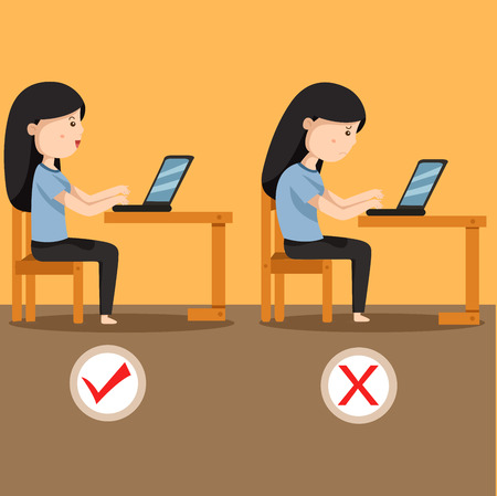 Illustrator of women sitting position twoのイラスト素材