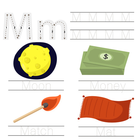 Illustrator of Worksheet for children M fontのイラスト素材
