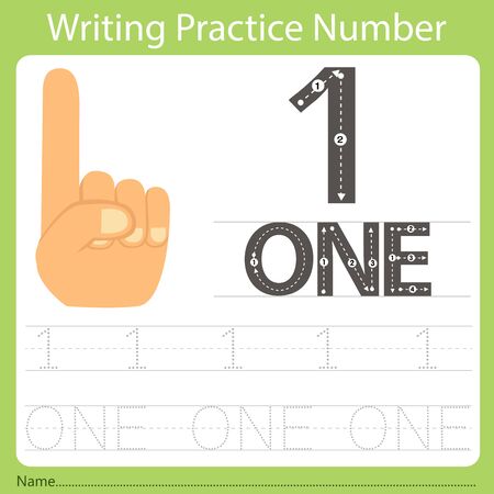 Worksheet Writing practice number oneのイラスト素材