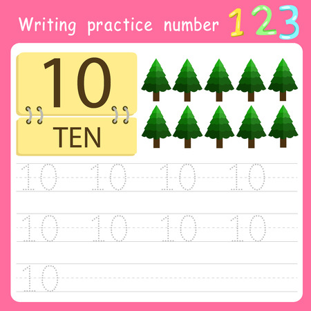Worksheet Writing practice number tenのイラスト素材