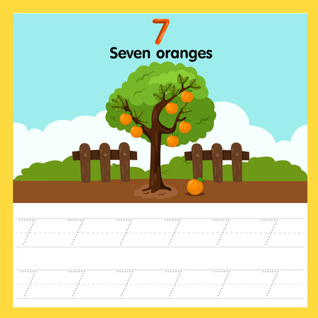 Illustrator of worksheet of seven orangesのイラスト素材