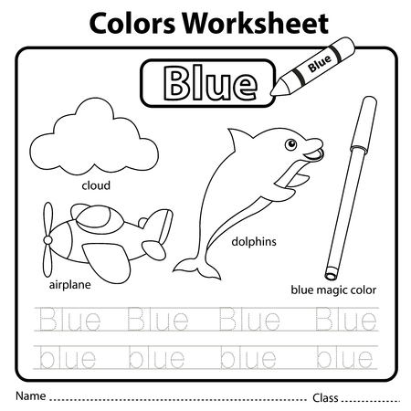 Illustrator of colors worksheet blueのイラスト素材