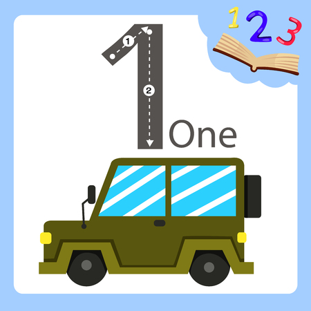 Illustrator of one number jeep carのイラスト素材