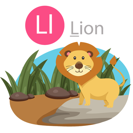 Illustrator of L for lion animalのイラスト素材