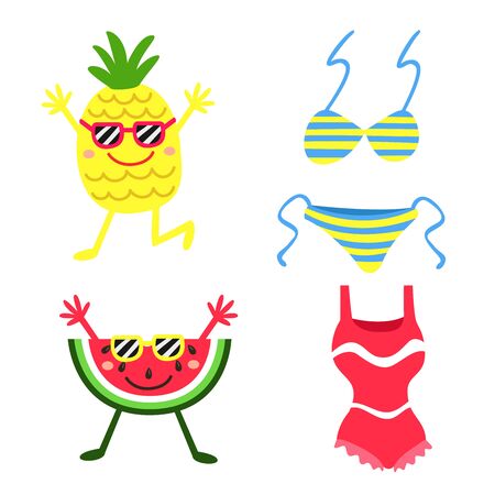 Illustrator of summer set four, vector illustrationのイラスト素材