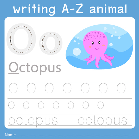 Illustrator of writing a-z animal oのイラスト素材