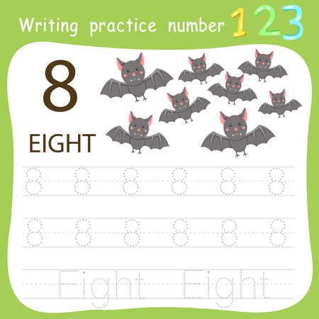 Worksheet Writing practice number eightのイラスト素材