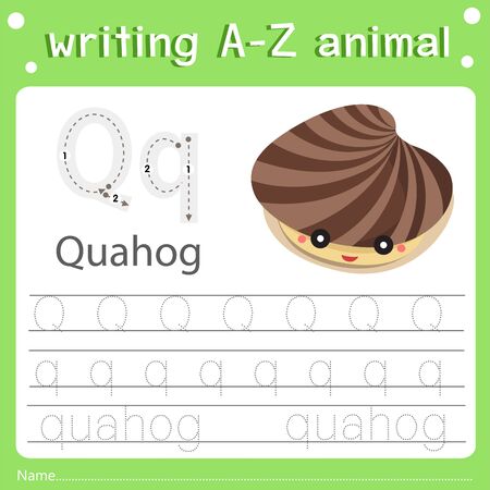 Illustrator of writing a-z animal q quahogのイラスト素材