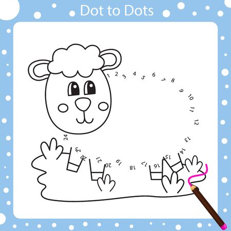Illustrator of dot to dot sheep animalのイラスト素材