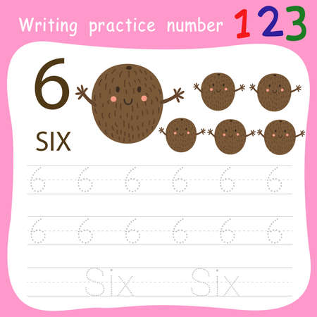 Worksheet Writing practice number sixのイラスト素材